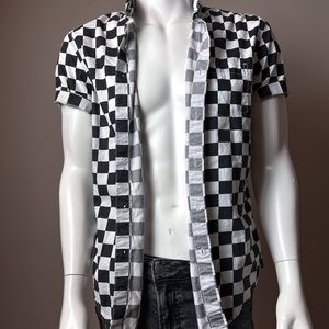 Black and White Checkered Button Up Shirt